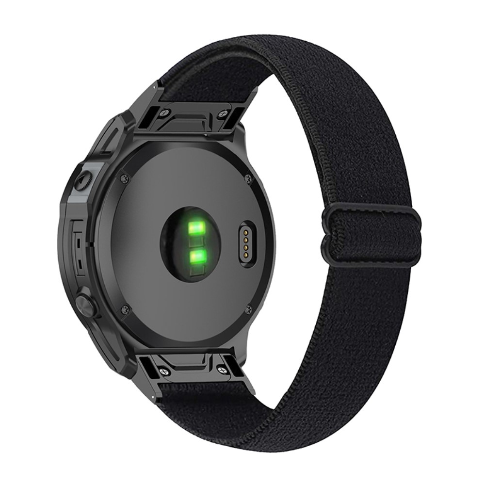 Garmin Fenix 7X Pro Elastisk Nylonreim Svart - Fleksibelt smartklokkearmbånd i behagelig elastikk