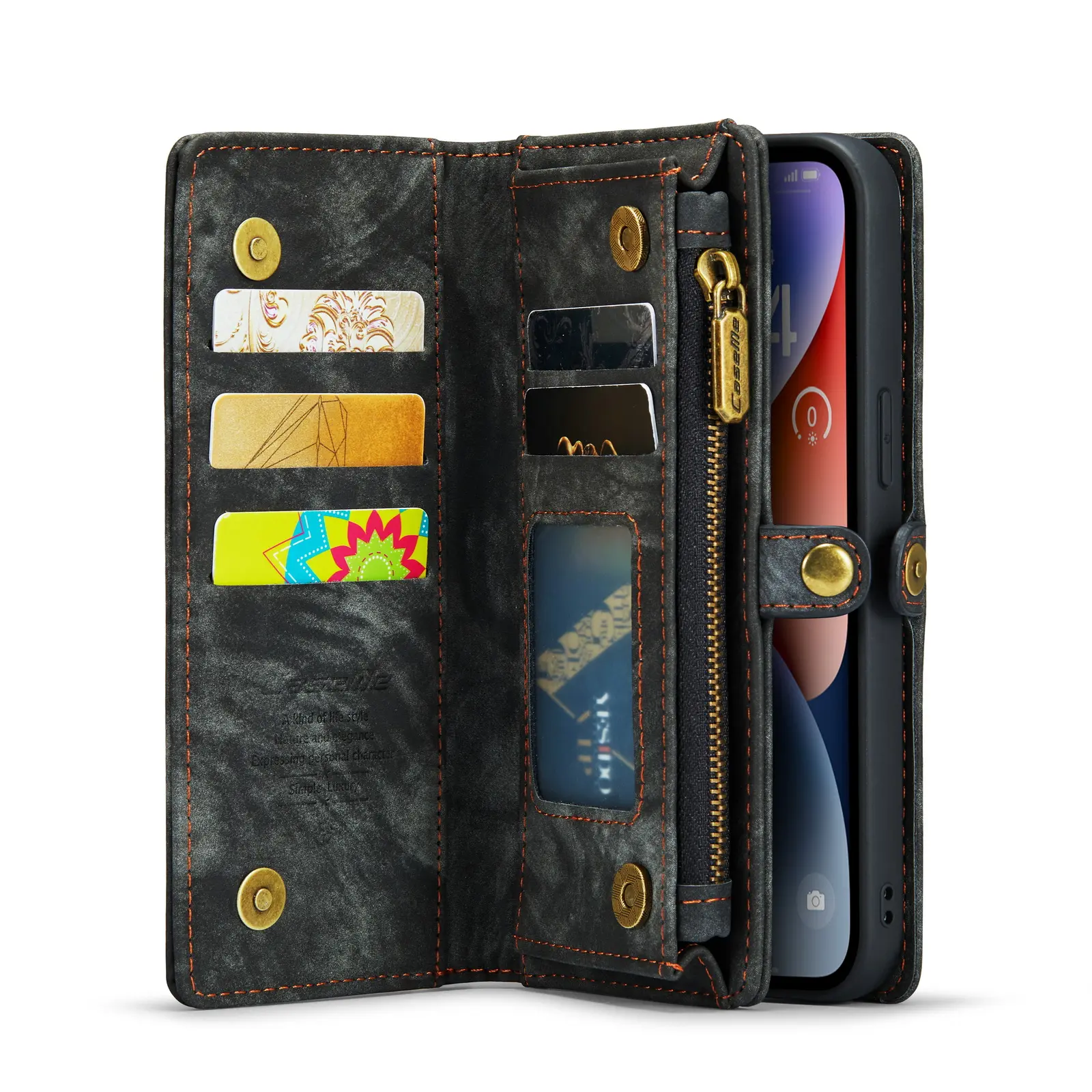 Multi-slot Plånboksfodral iPhone 14 Grå