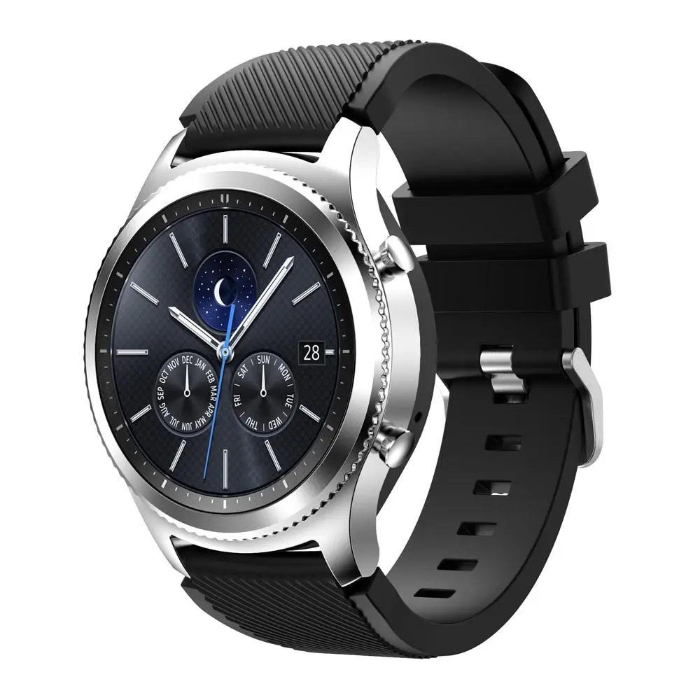 Rem af silikone til Samsung Gear S3 Frontier Sort