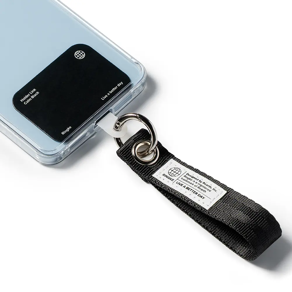 Holder Link Mobilrem med Nøkkelring, Black