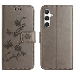 Samsung Galaxy A27 Mobiletui med sommerfugle, Grå