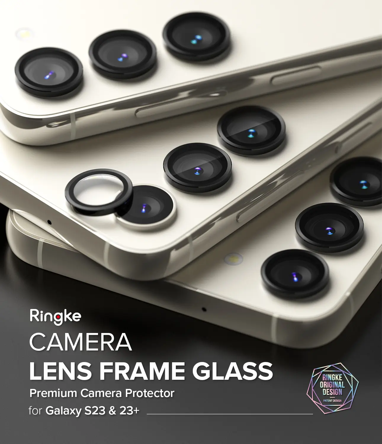 Camera Lens Frame Glass Samsung Galaxy S23/Galaxy S23 Plus Svart