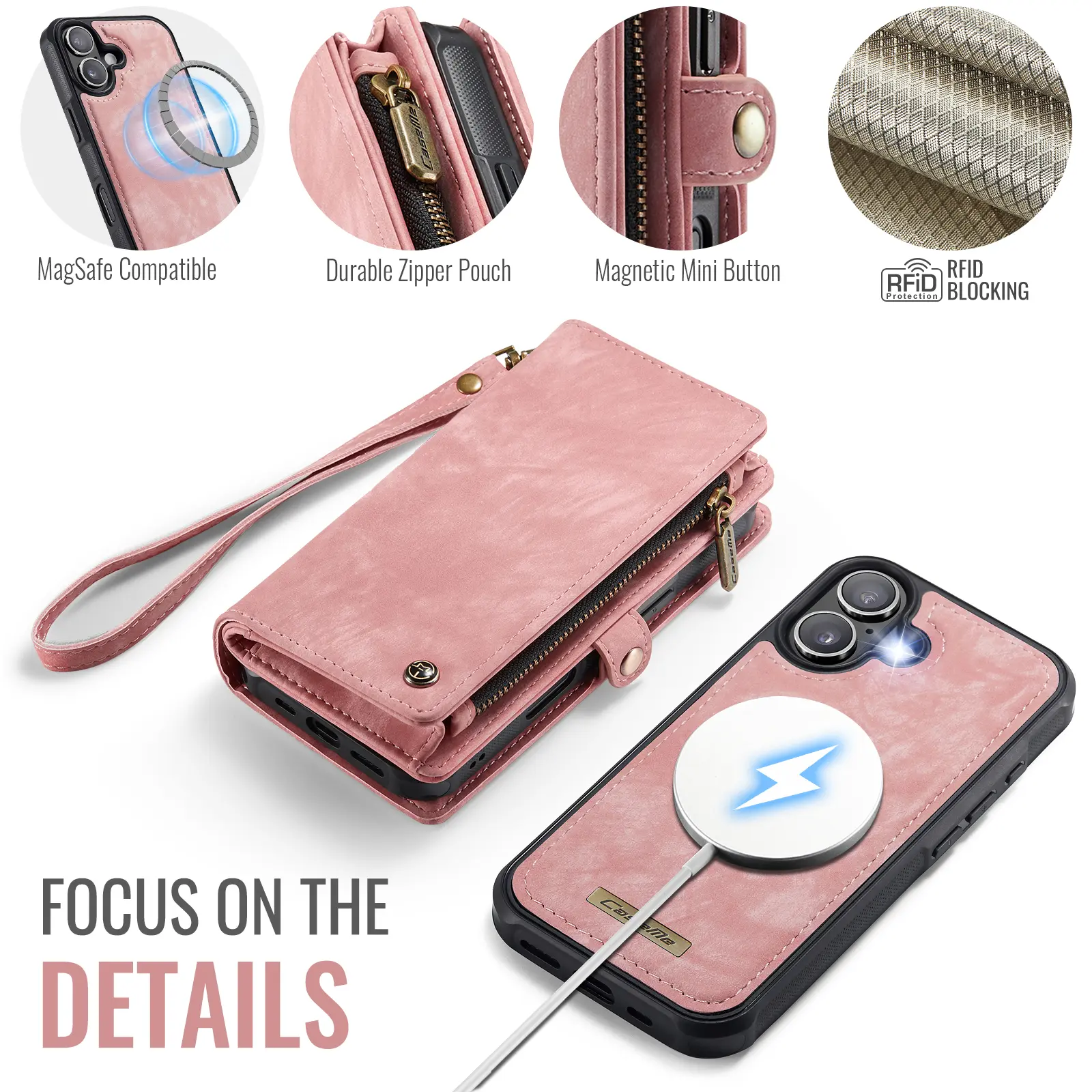Multi-slot Plånboksfodral iPhone 17 Rosa