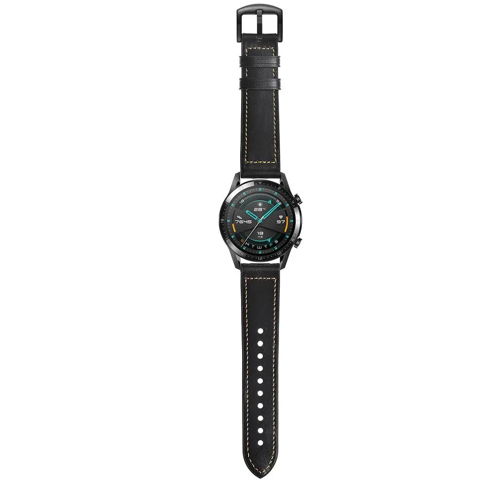 Premium Läderarmband Huawei Watch GT 2 Pro/Watch GT 2 46mm/Watch GT 2e/Watch GT Svart