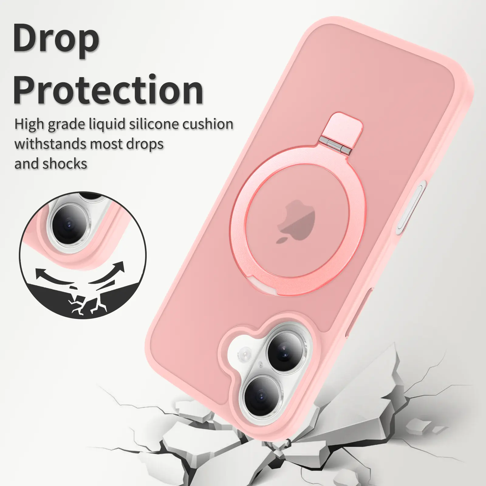Hybridskal Magnetic Ring iPhone 16 Rosa