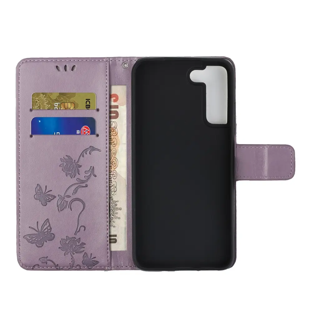 Läderfodral Fjärilar Samsung Galaxy S22 Lila