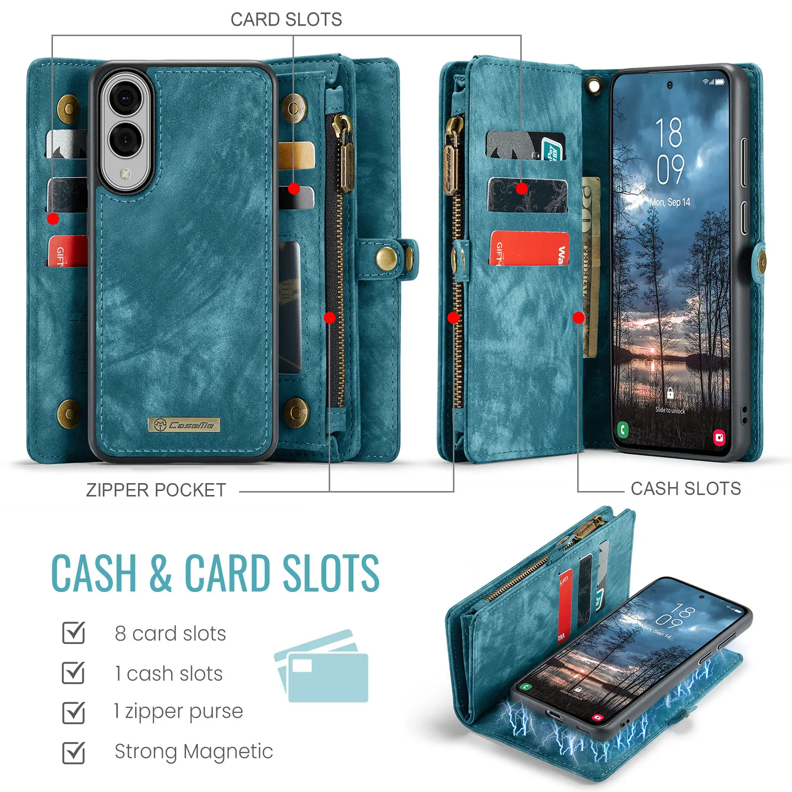 Multi-slot Plånboksfodral Samsung Galaxy S25 Edge Blå