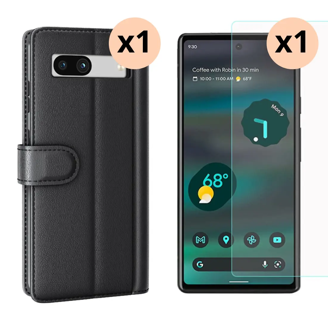 Google Pixel 7a Beskyttelsessæt Mobiltaske og Skærmbeskyttelse