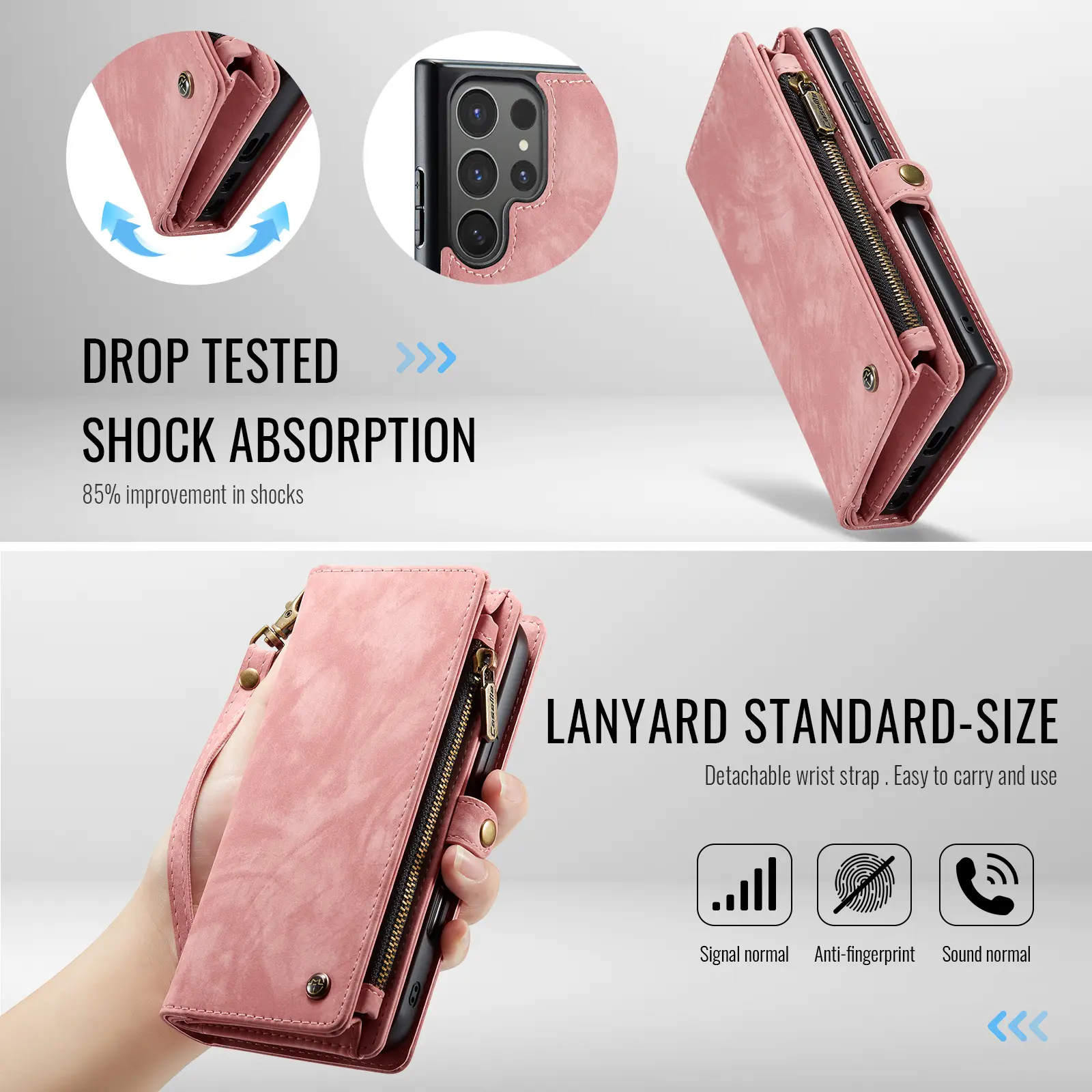 Multi-slot Plånboksfodral Samsung Galaxy S26 Ultra Rosa