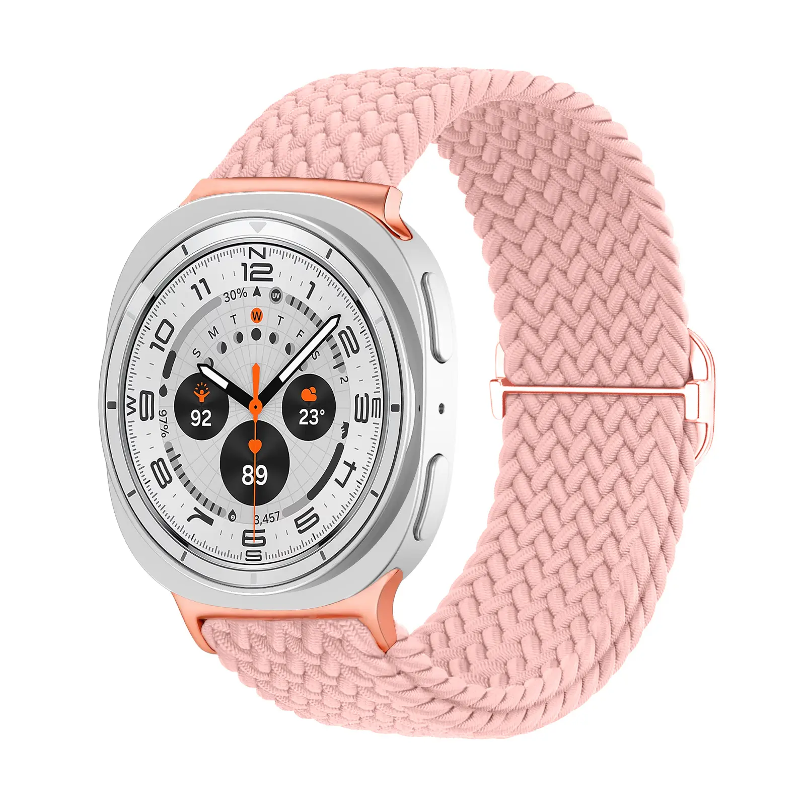 Flätat Elastiskt Nylonarmband Samsung Galaxy Watch 8 44mm Rosa