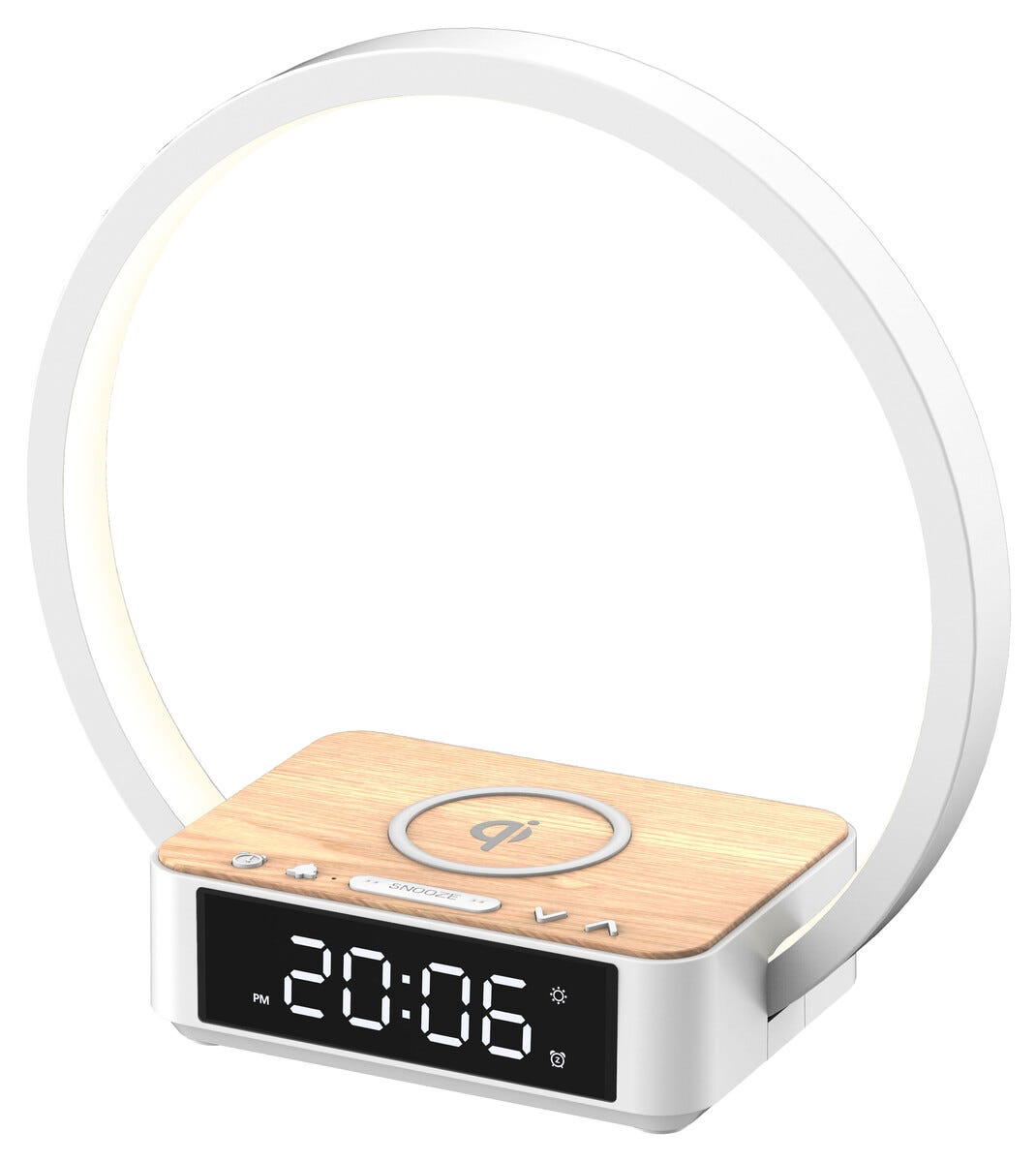 Digital Väckarklocka med Wake-Up Light och trådlös Qi-laddning