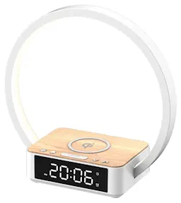 Wake-Up Light digital vækkeur med Qi trådløs opladning Hvid