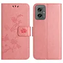 Læderetui Sommerfugle Motorola Moto G55 Lyserød