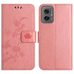 Motorola Moto G55 Mobilfodral med fjärilar, Rosa
