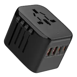 Universal rejseadapter med USB-porte 20W Sort
