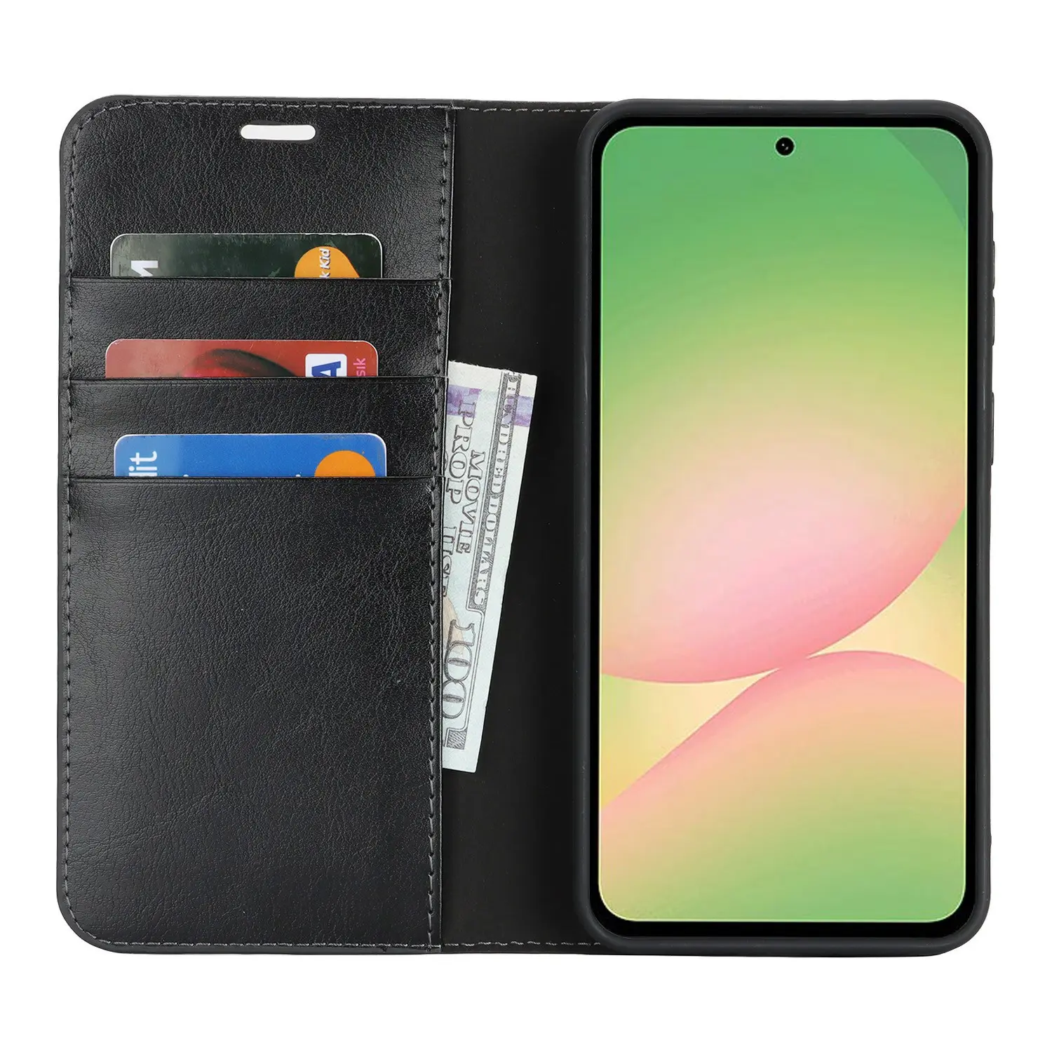 Mobilfodral Äkta Läder Samsung Galaxy A57 Svart