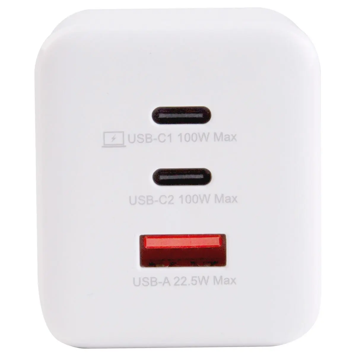 Väggladdare USB-A + 2 x USB-C GaN 100W Vit