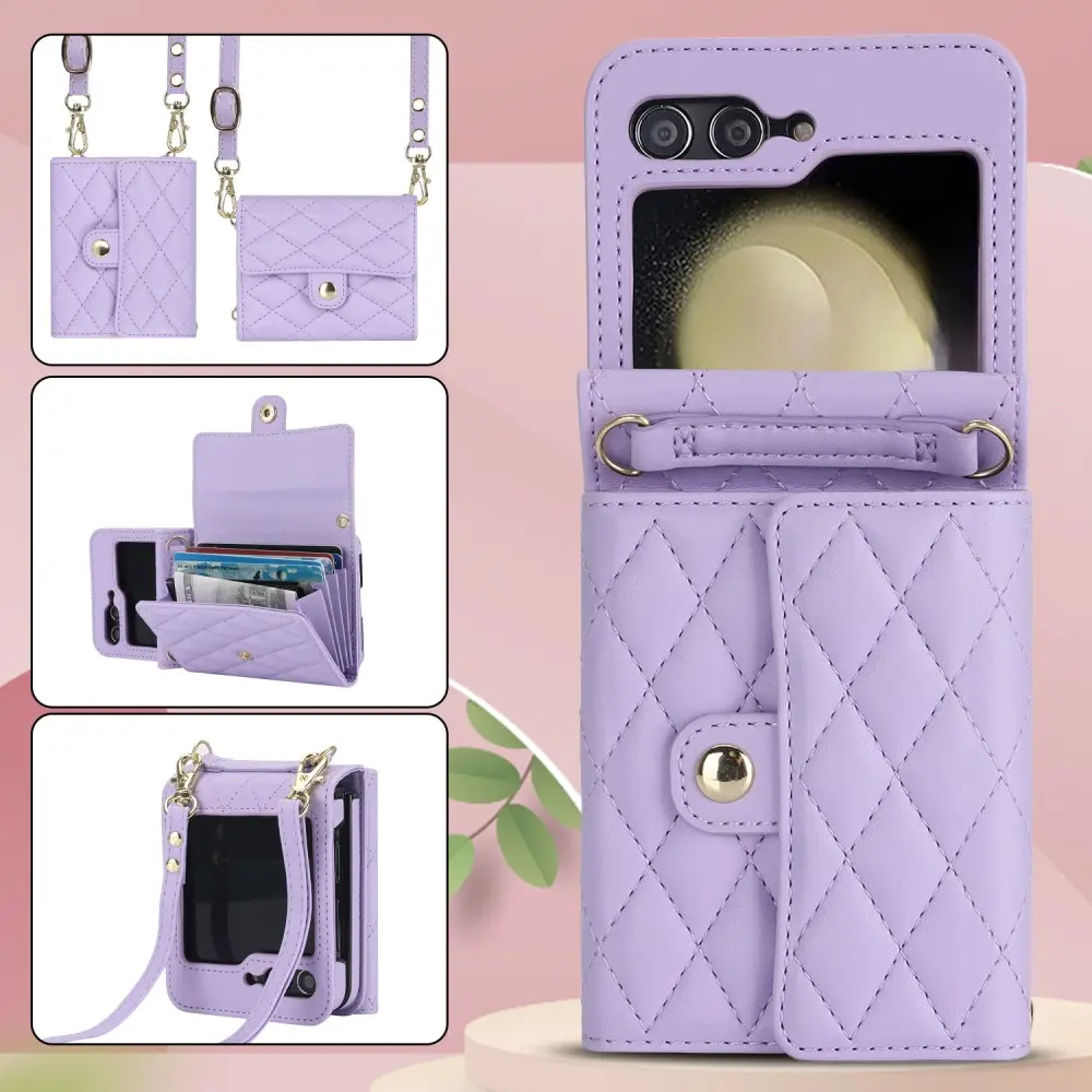 Plånboksväska RFID-skydd Samsung Galaxy Z Flip 7 FE Quilted Lila
