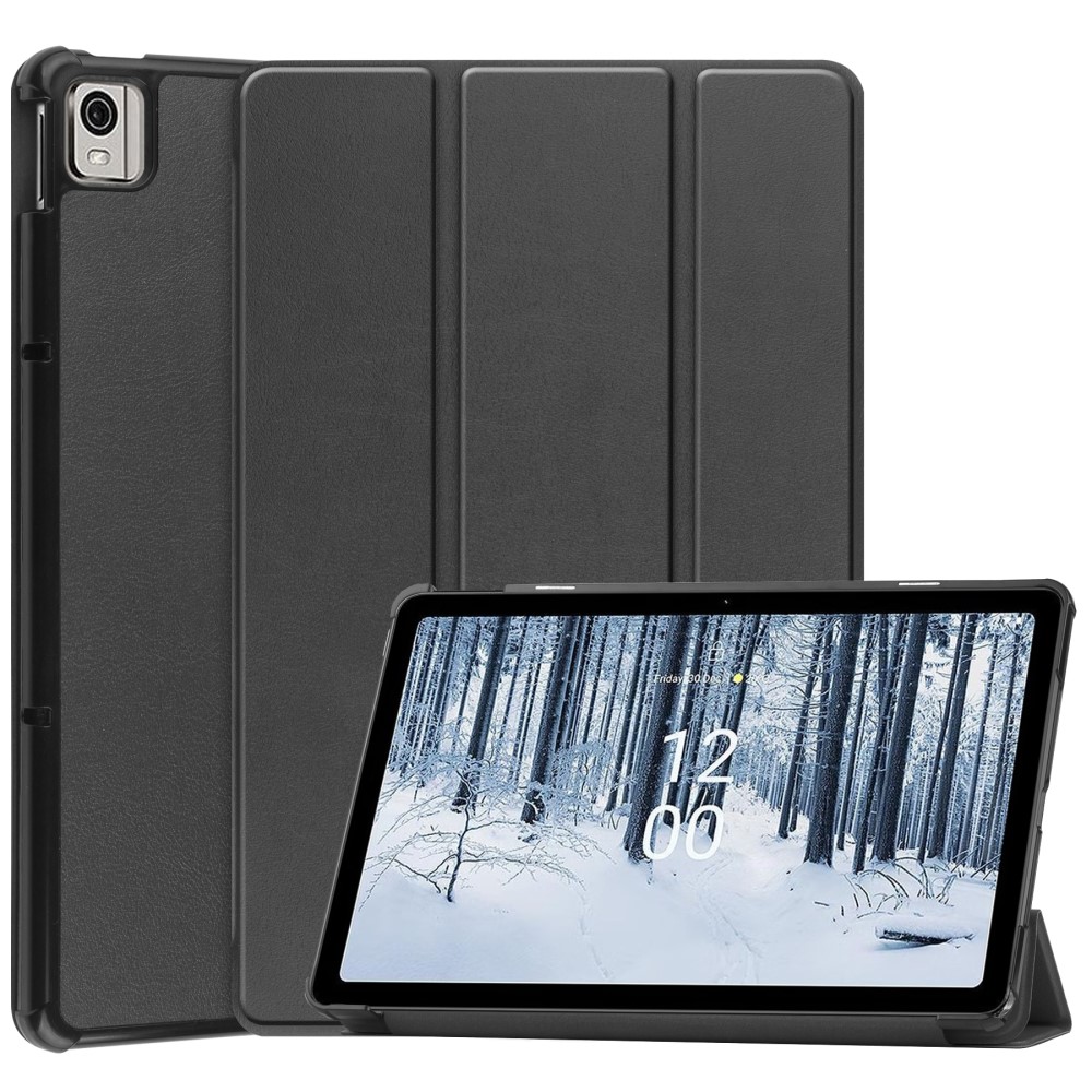 Etui Tri-fold Nokia T21 Svart - Beskyttende deksel med støttefunksjon