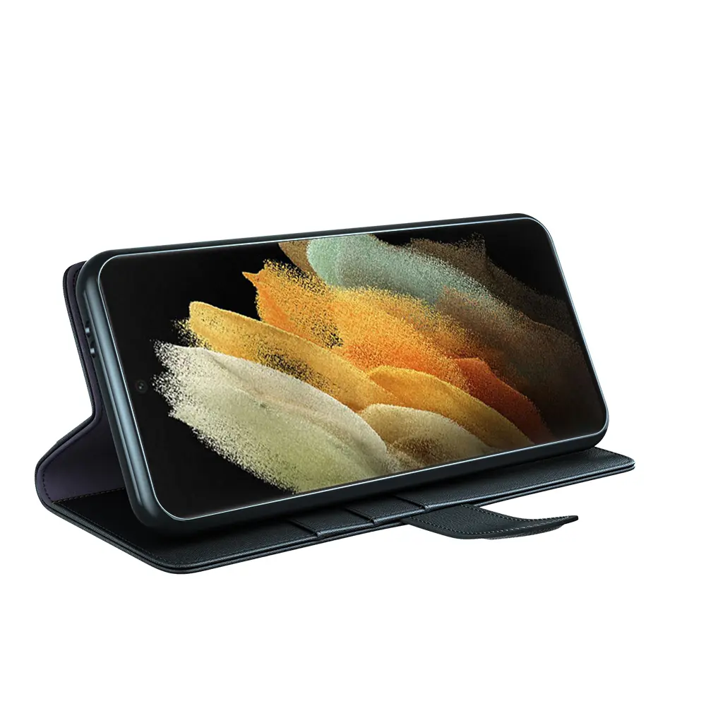 Äkta Läderfodral Samsung Galaxy S22 Ultra Svart