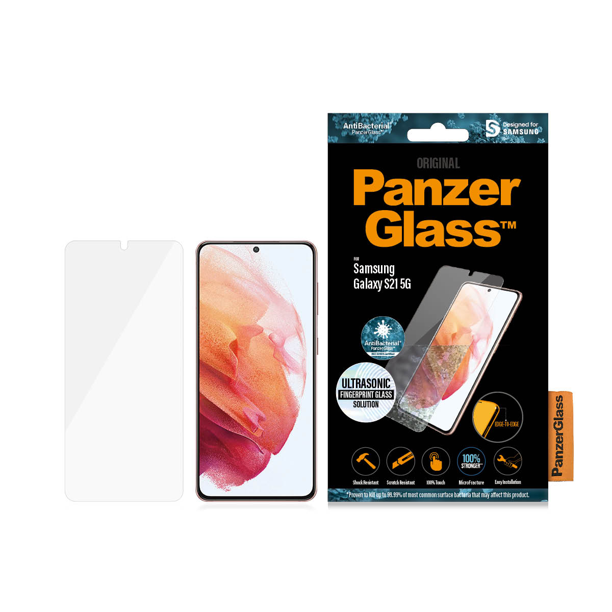 PanzerGlass Samsung Galaxy S21 Screen Protector - Herdet glass skjermbeskytter - Klar beskyttelse for din skjerm