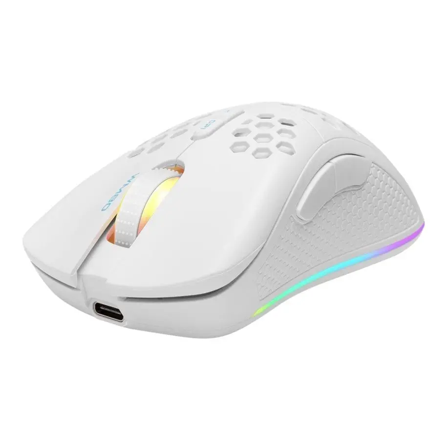 Langaton RGB ultrakevyt pelihiiri 4.800dpi WM80, Valkoinen