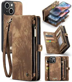 Multi-slot Plånboksfodral iPhone 14 Plus Brun