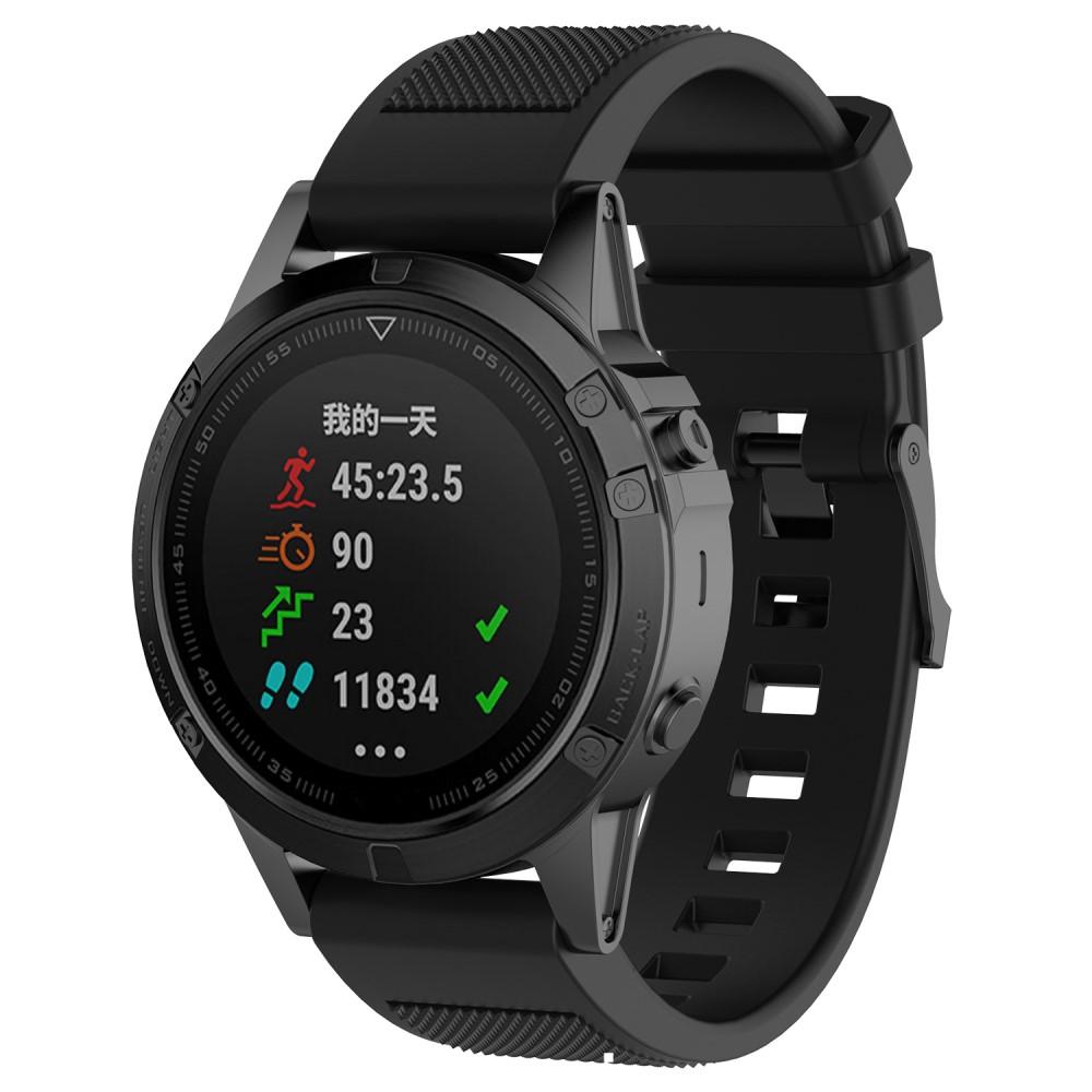 Garmin Fenix 5/Fenix 5 Plus Reim Silikon Svart - Sporty armbånd perfekt for treningen