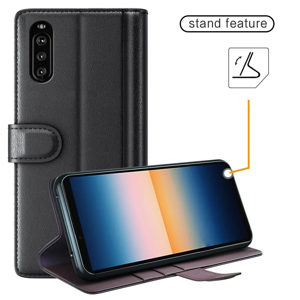 Äkta Läderfodral Sony Xperia 10 III Svart