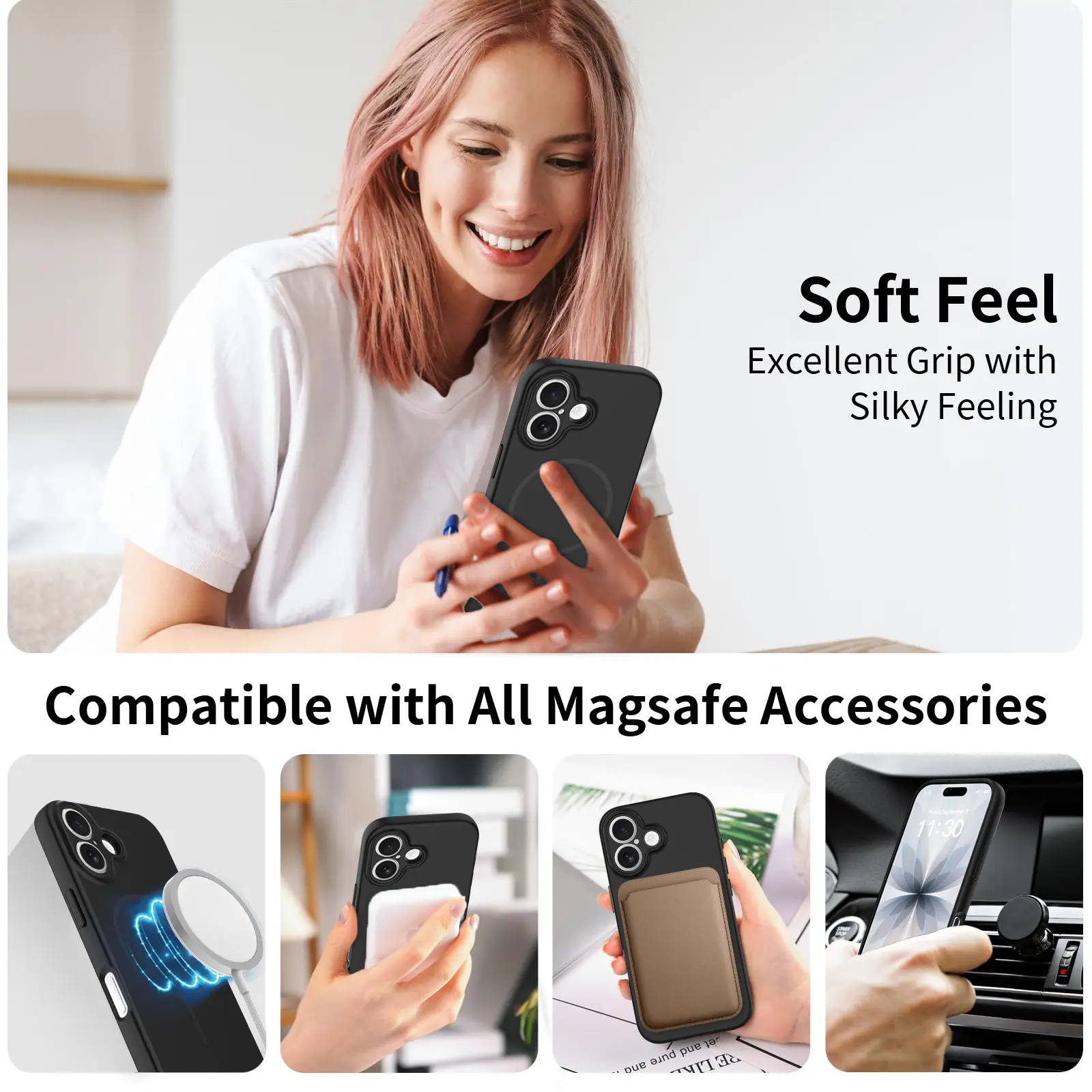 MagSafe-skal SoftArmor iPhone 16 Svart