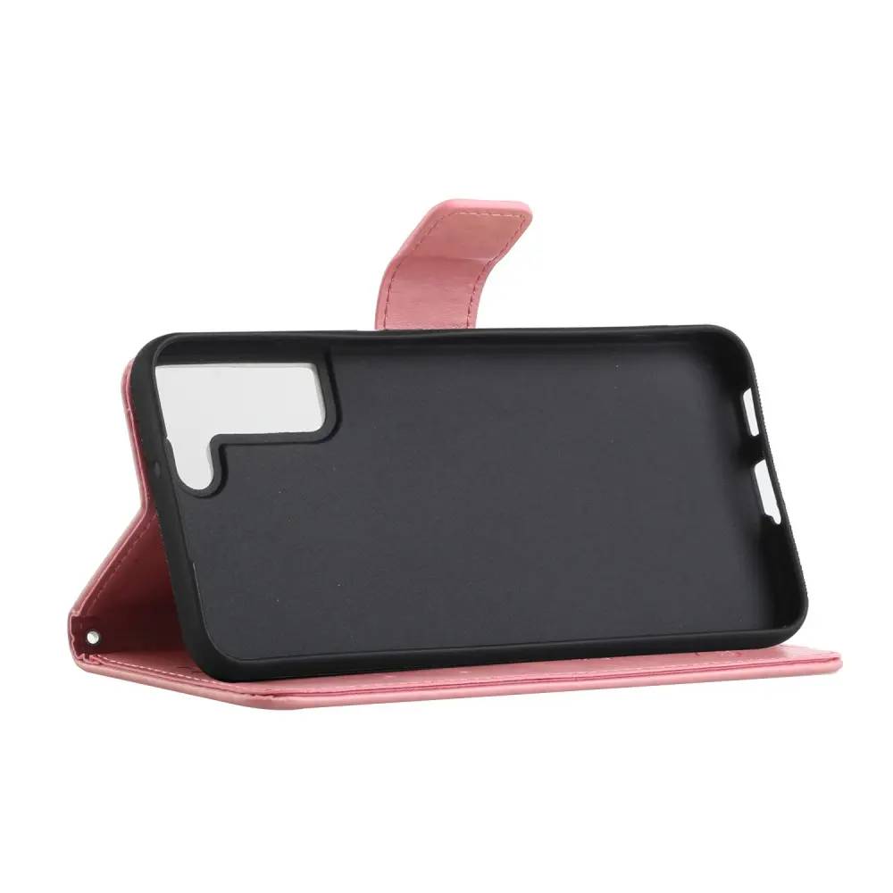 Läderfodral Fjärilar Samsung Galaxy S22 Rosa