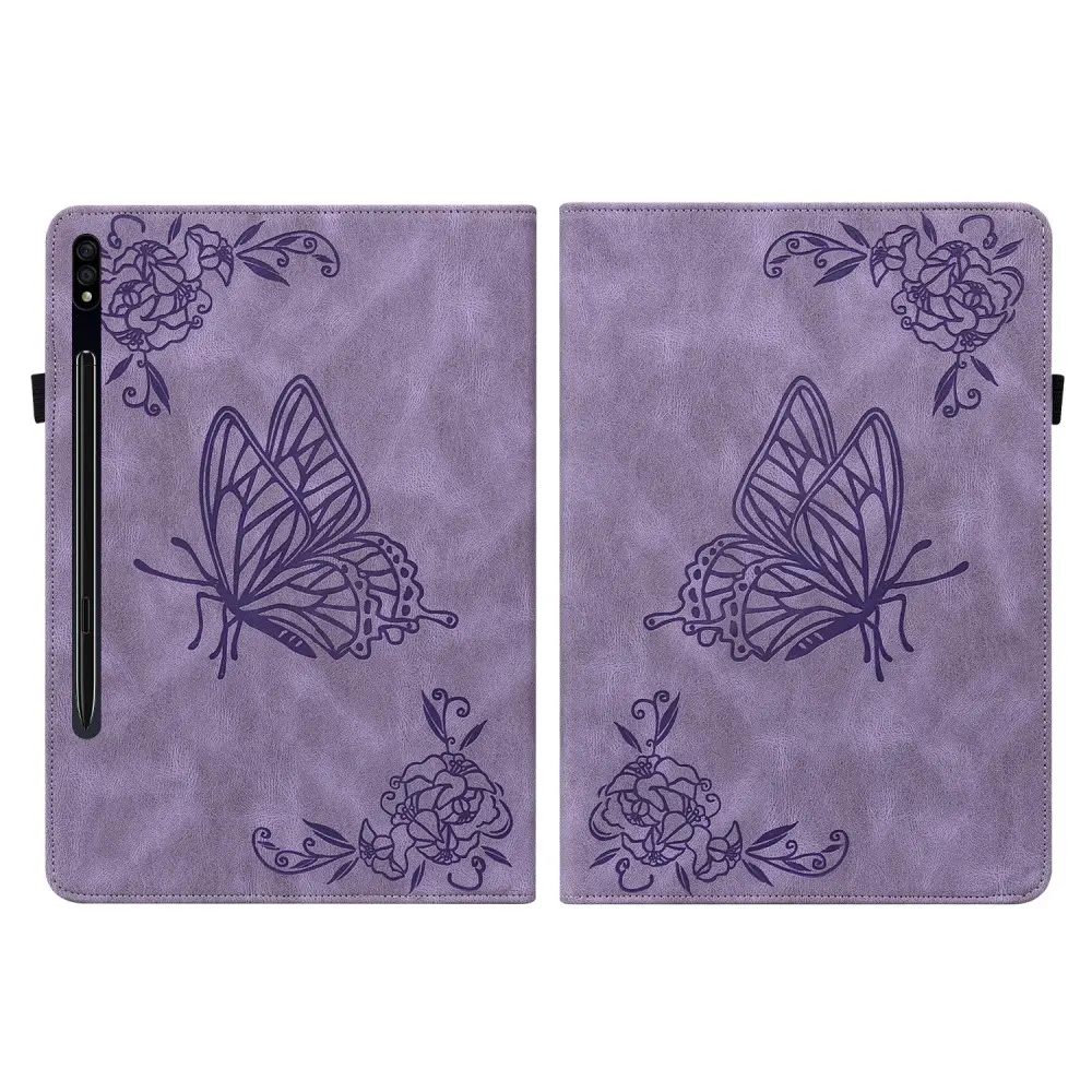 Läderfodral Fjärilar Samsung Galaxy Tab S10 FE Lila