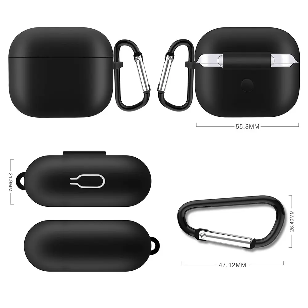 Silikonskal med karbinhake Apple AirPods 3 Svart
