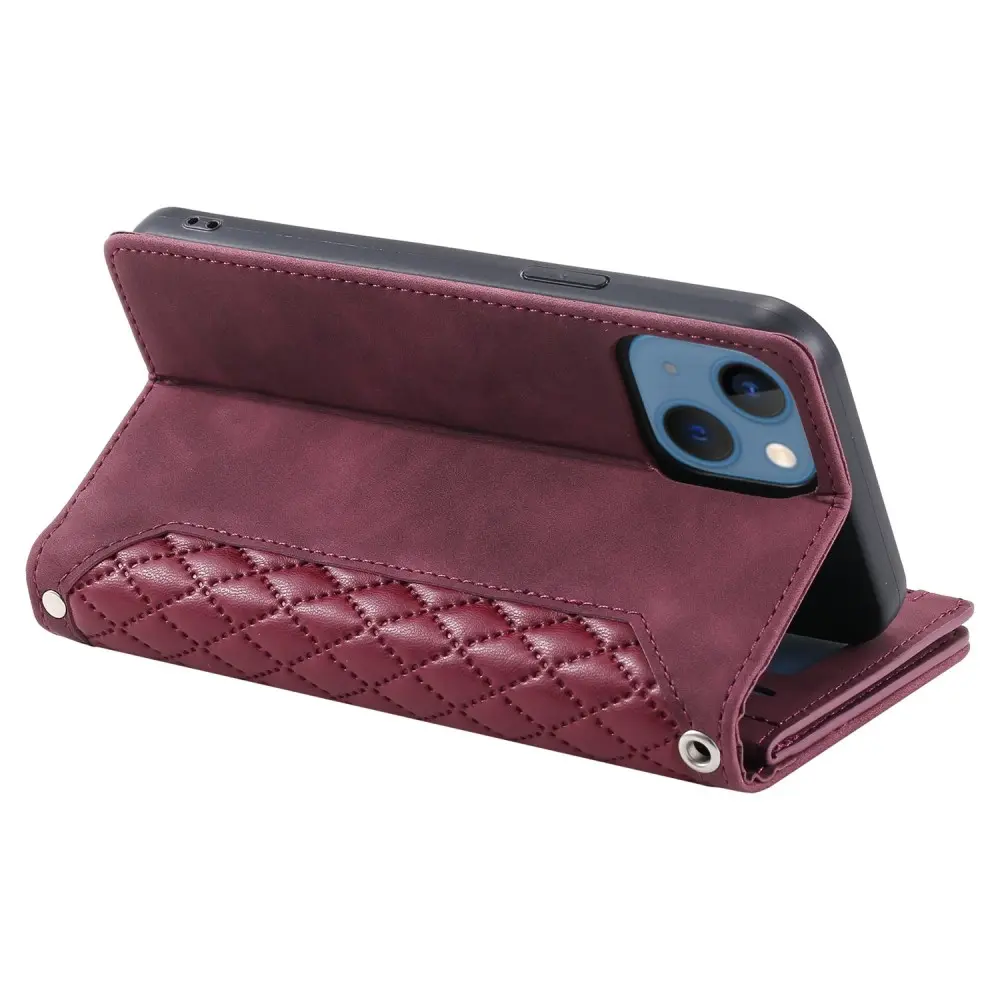 Plånboksväska iPhone 14 Quilted Röd