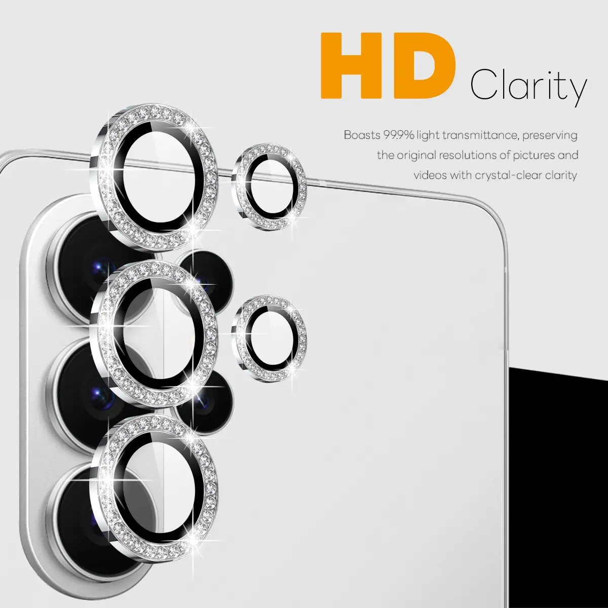 Linsskydd Rhinestone Härdat Glas Samsung Galaxy S26 Ultra Silver