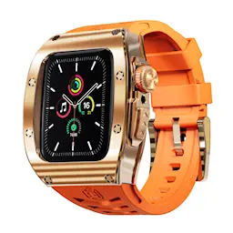 Apple Watch Series 7 45mm High Brushed Metal Cover+Armbånd, Rose/Orange