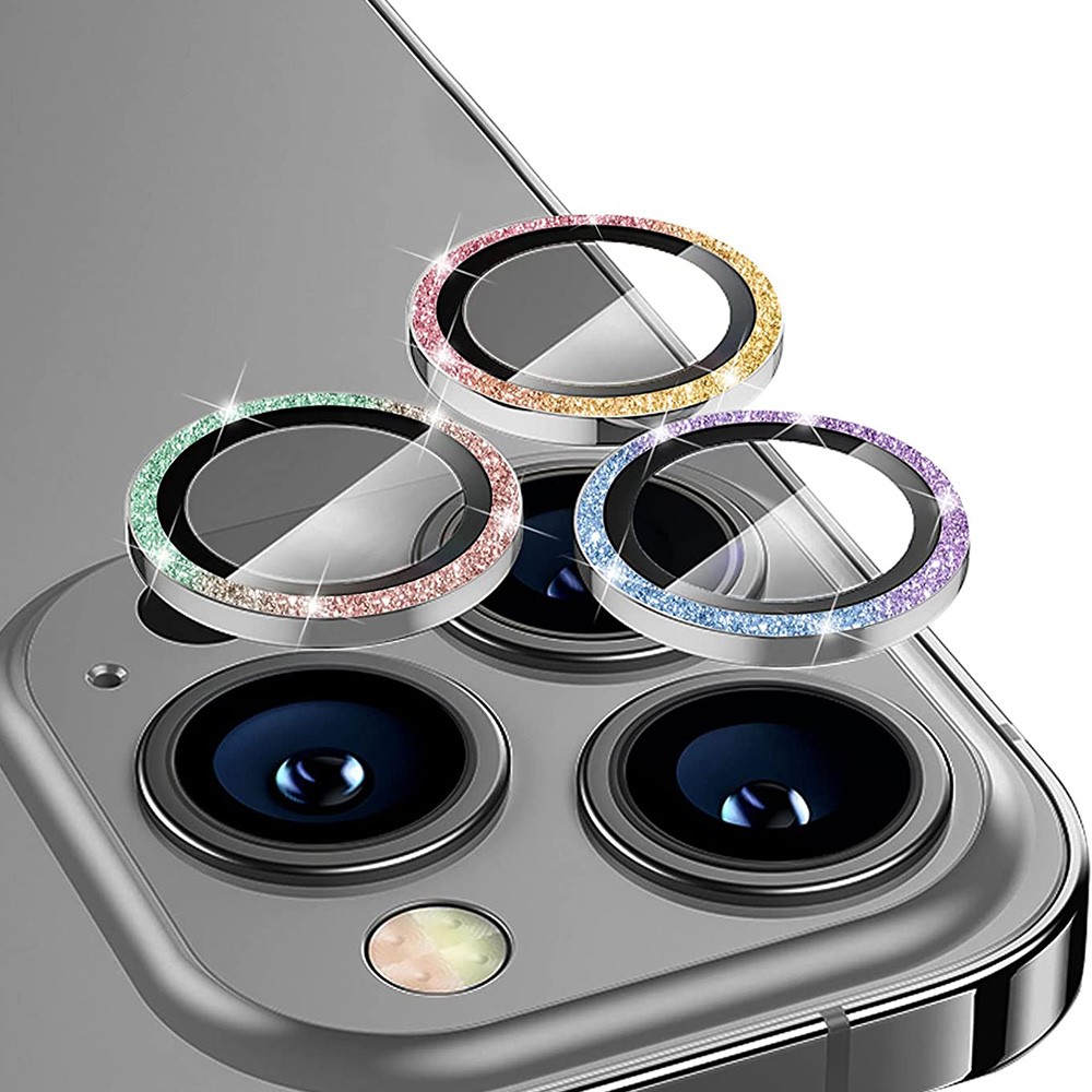 Hat Prince Glitter Linsebeskyttelse Aluminium iPhone 15 Pro Max regnbue