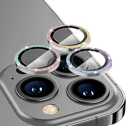 Glitter Linssinsuojus lasi+alumiiniseos iPhone 15 Pro Max sateenkaari