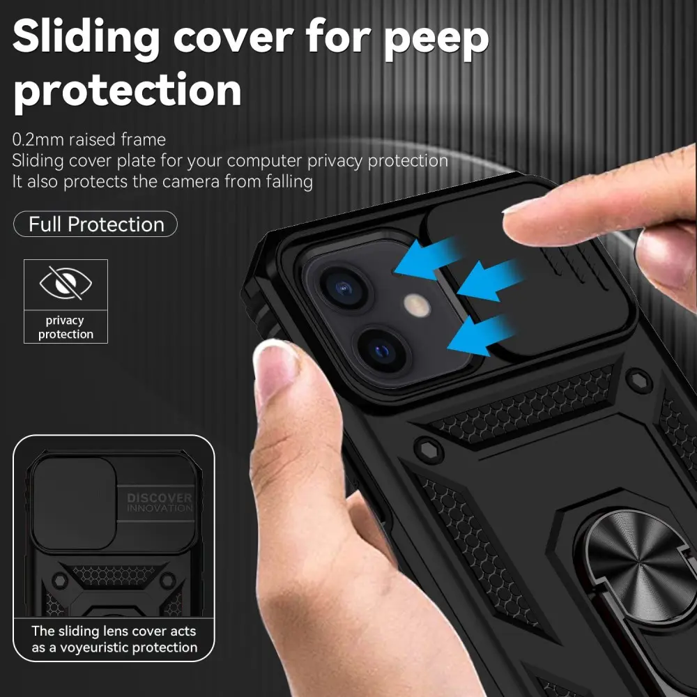 Hybridskal Ring + Kameraskydd iPhone 12/iPhone 12 Pro Svart