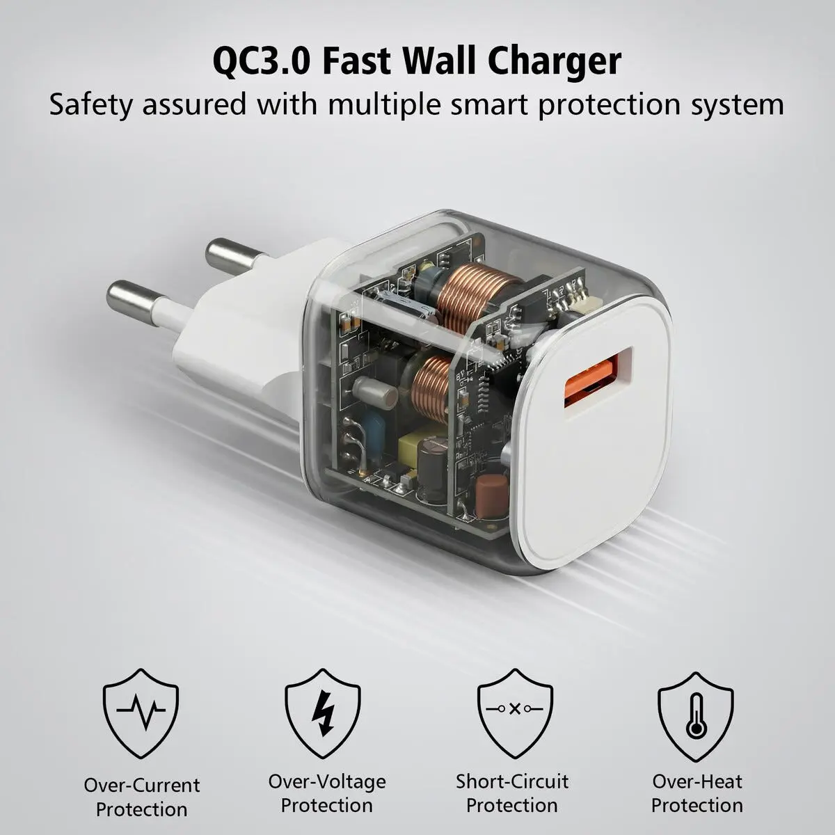 Väggladdare USB-A 18W QC3.0 Vit