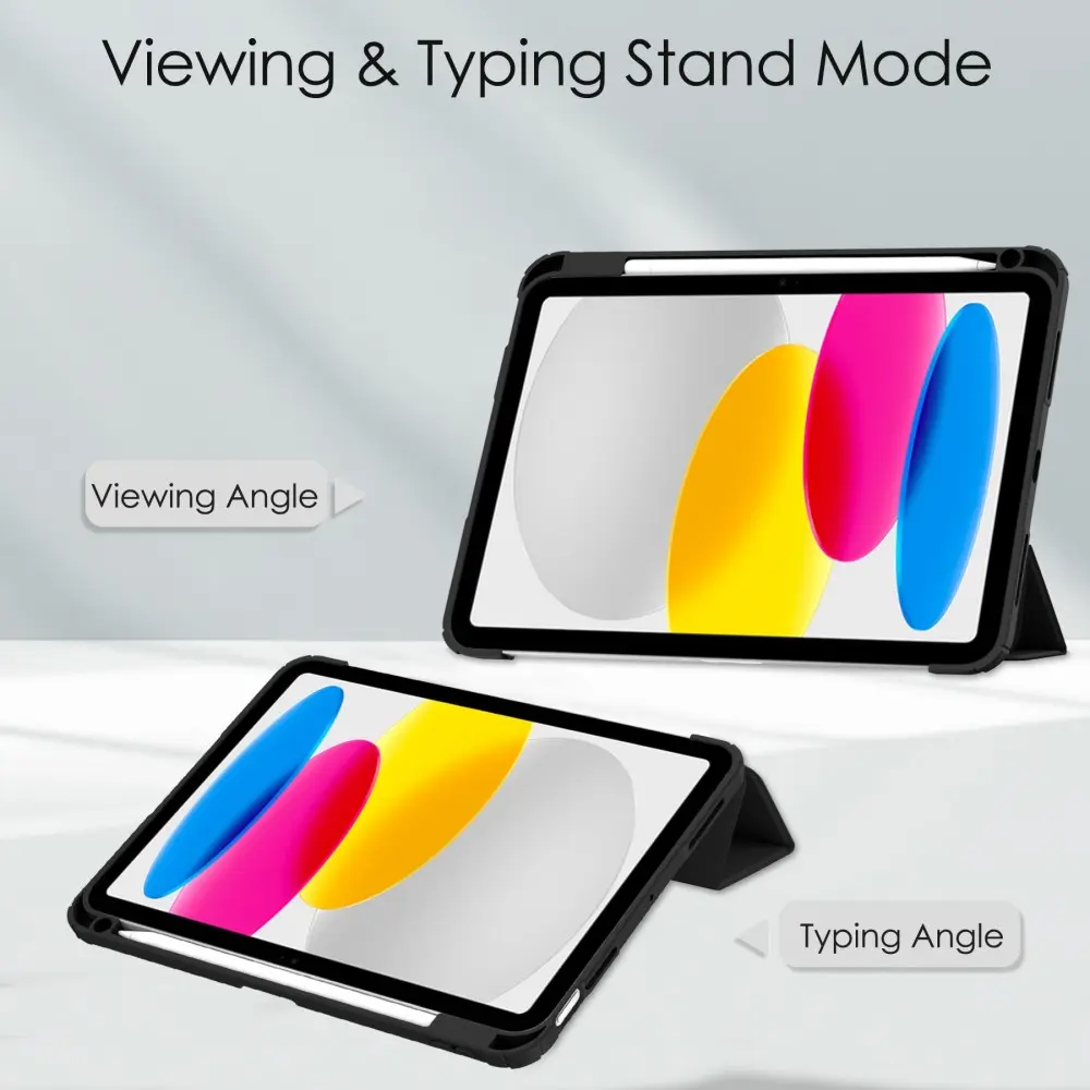 Apple iPad 11 11th Gen (2025) Fodral Tri-fold med Pencil-hållare Svart/transparent