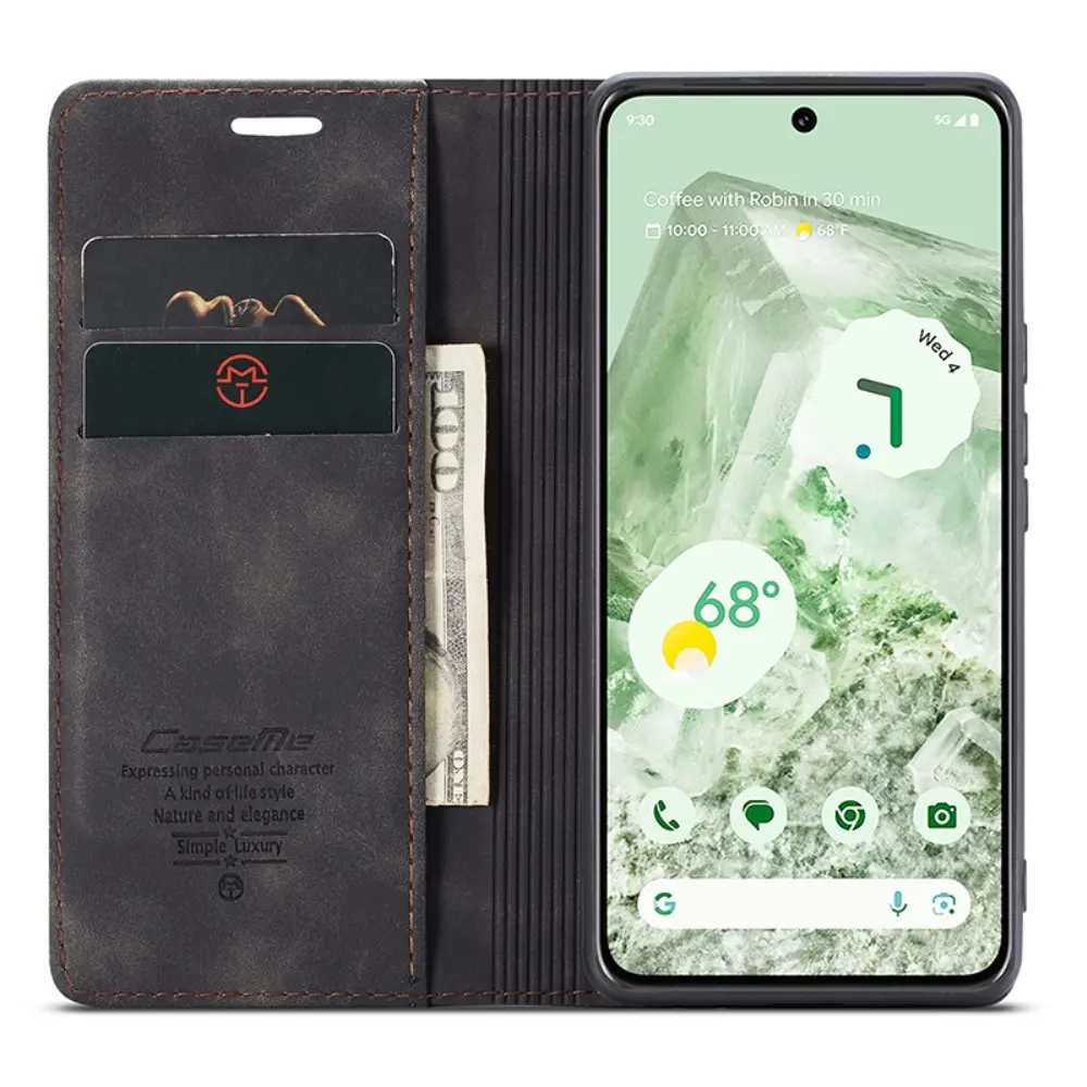 Slim Plånboksfodral Google Pixel 8a Svart