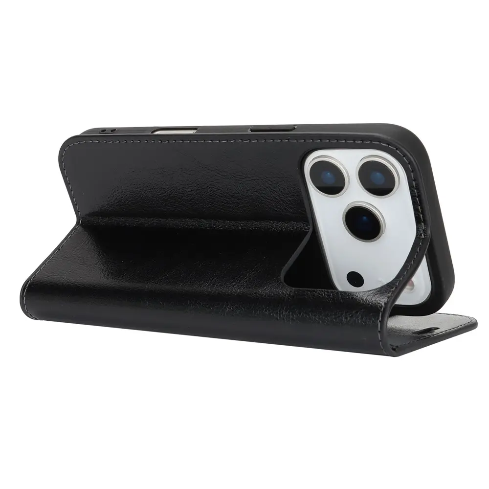 Mobilfodral Äkta Läder iPhone 18 Pro Svart