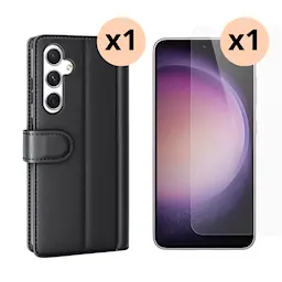 Samsung Galaxy S24 Plus Sett med Mobilveske og Skjermbeskyttelse