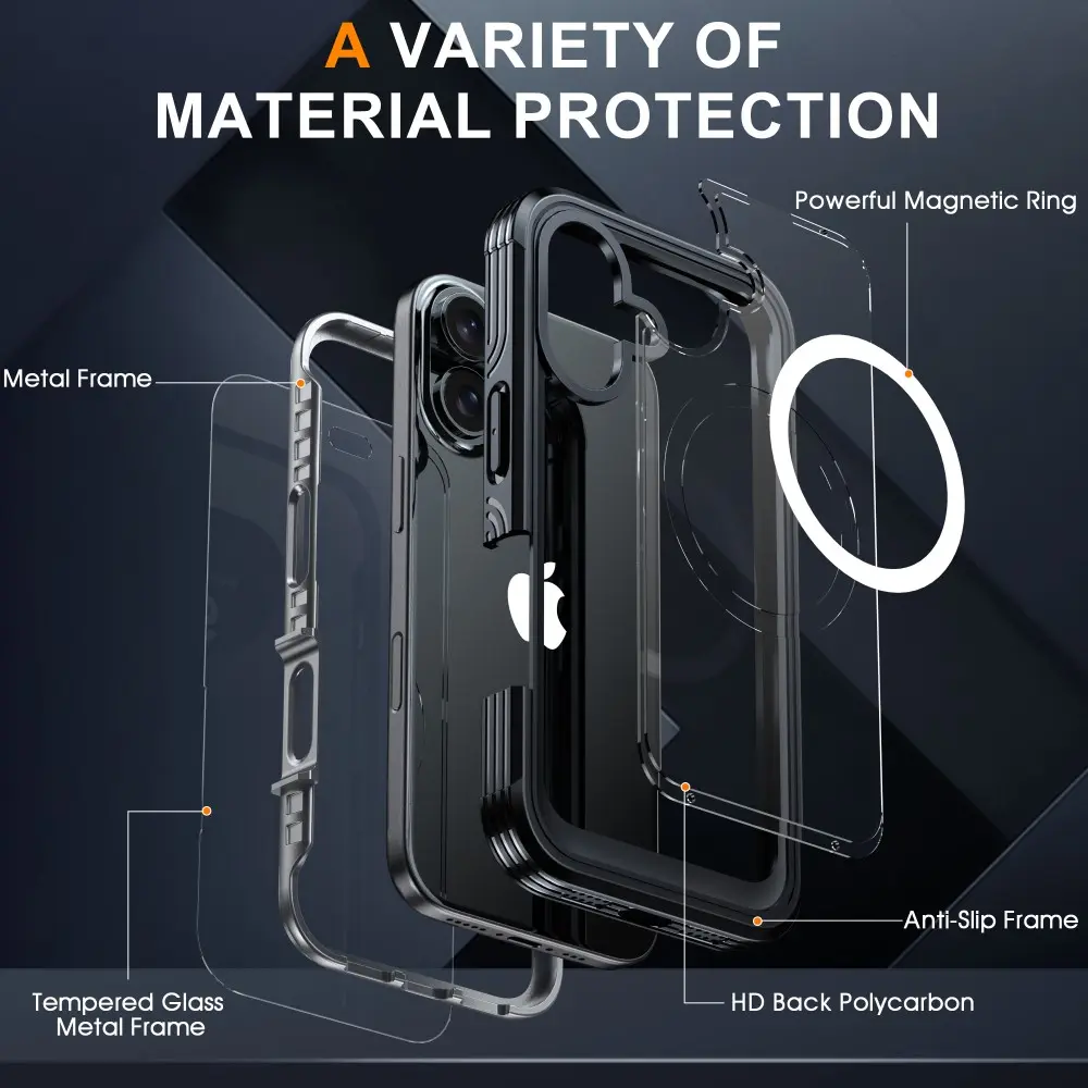 Premium Full Protection Case iPhone 16 Plus Svart