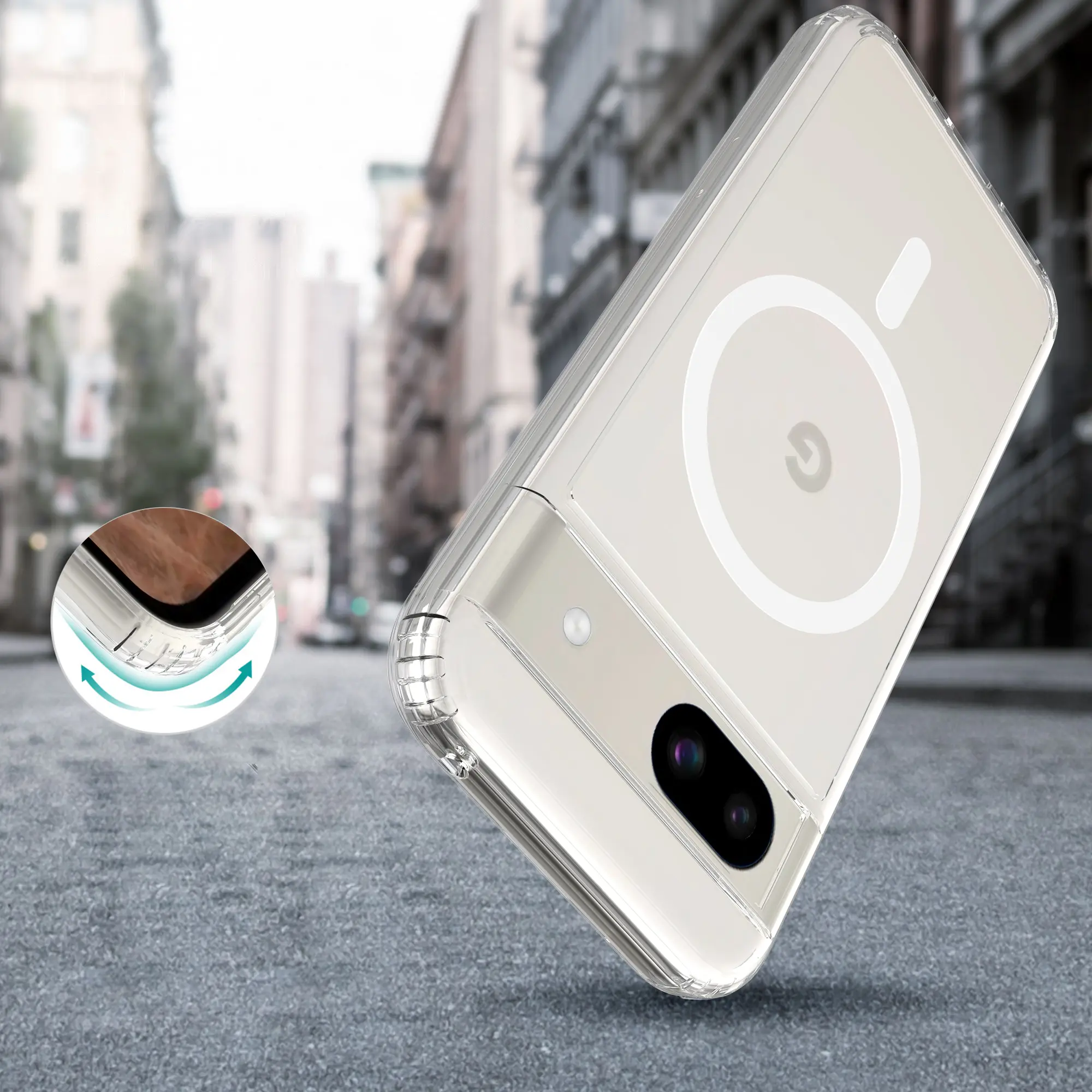 Hybridskal MagSafe Google Pixel 8a Genomskinlig