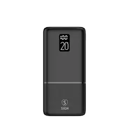 QC Powerbank 20000 mAh 2.1A - Trippel utgang Svart