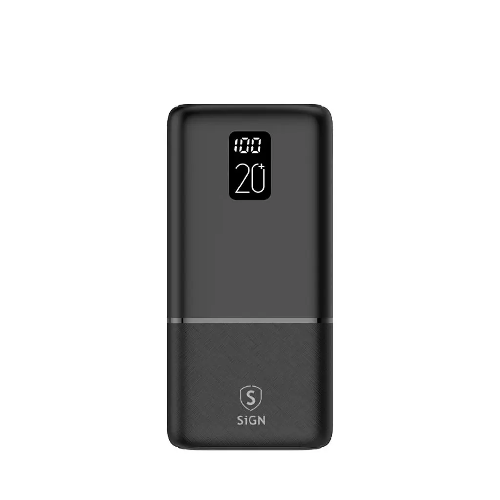 QC Powerbank 20000 mAh 2.1A - Triple udgang Sort