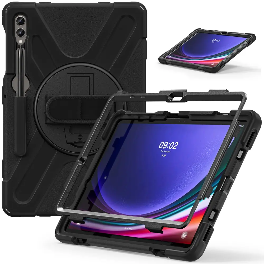 Stöttåligt Hybridskal med axelrem Samsung Galaxy Tab S7 Plus Svart