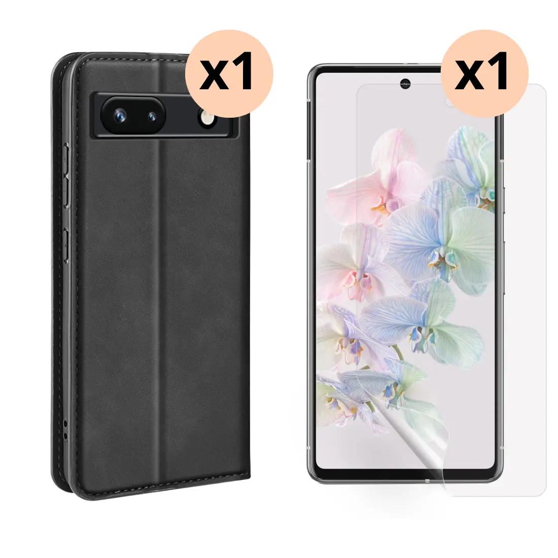 Google Pixel 7a Beskyttelsessæt Tyndt mobiltaske og Skærmbeskyttelse